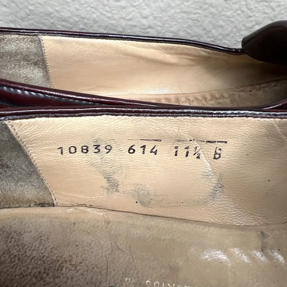 Ferragamo Wingtip Kiltie Tassel Loafer Burgundy Leather Men Size 11.5B Oxblood